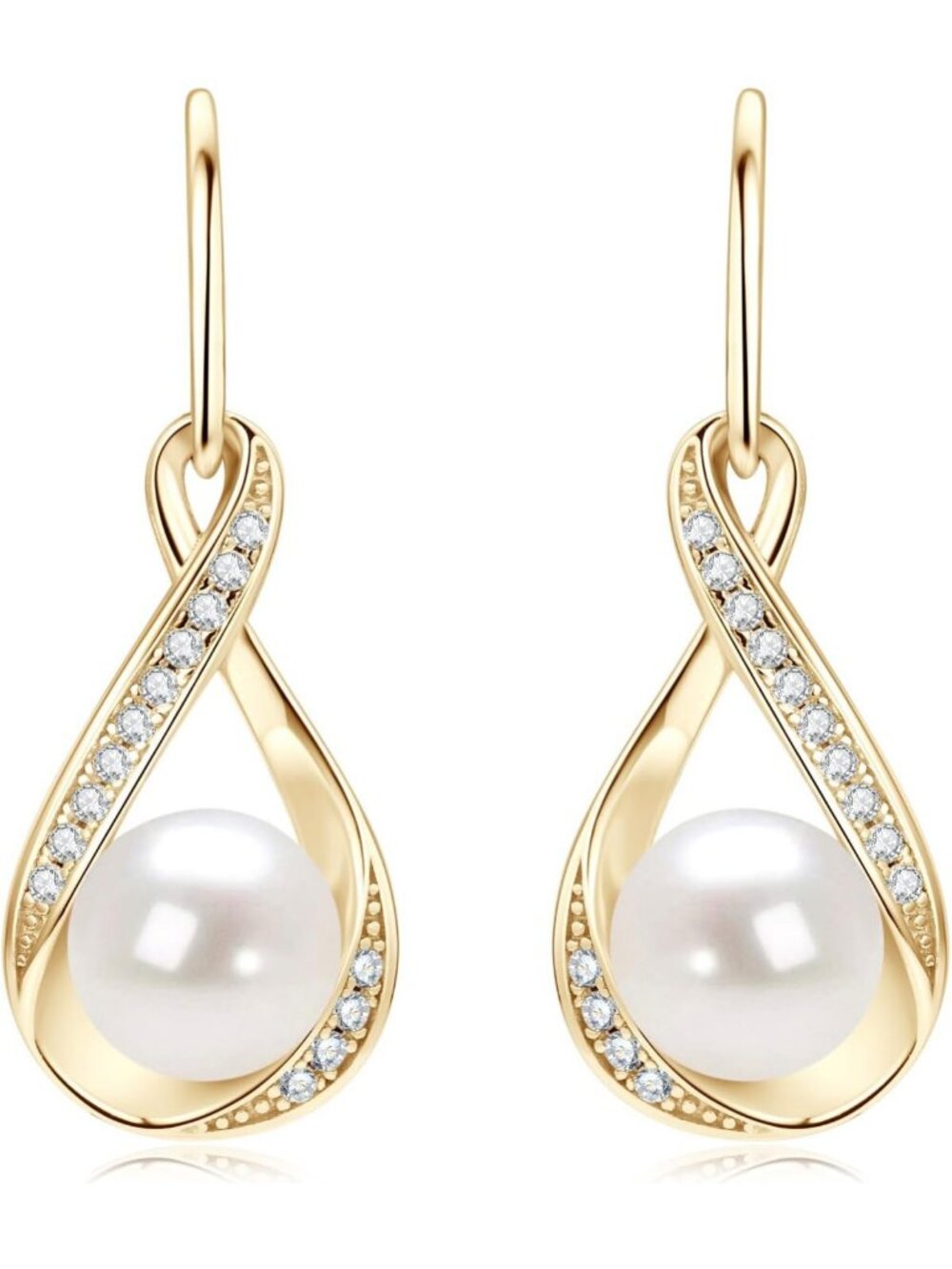 Elegant Freshwater Pearl Drop Earrings, Sterling Silver Dangle Jewelry for